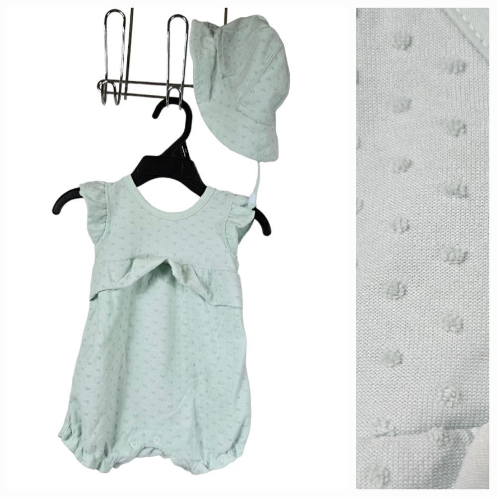 KYLE & DEENA Baby Girls 2-Pc Cotton Romper & Sun Hat Set Mint Green Macy's 0-3M